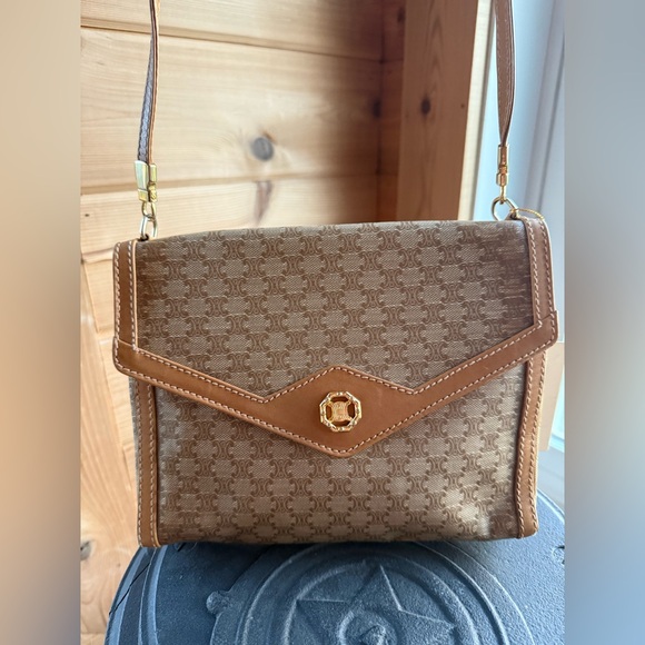 Celine VINTAGE Macadam Beige Crossbody Bag - Picture 1 of 14